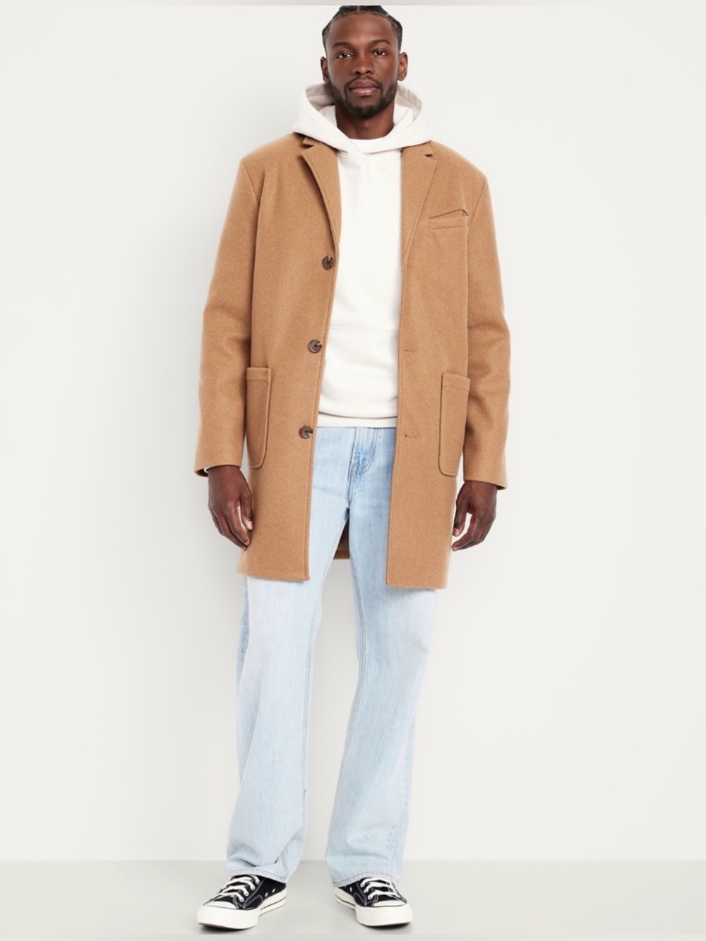 Old Navy Camel Notch-Lapel Wool-Blend Coat